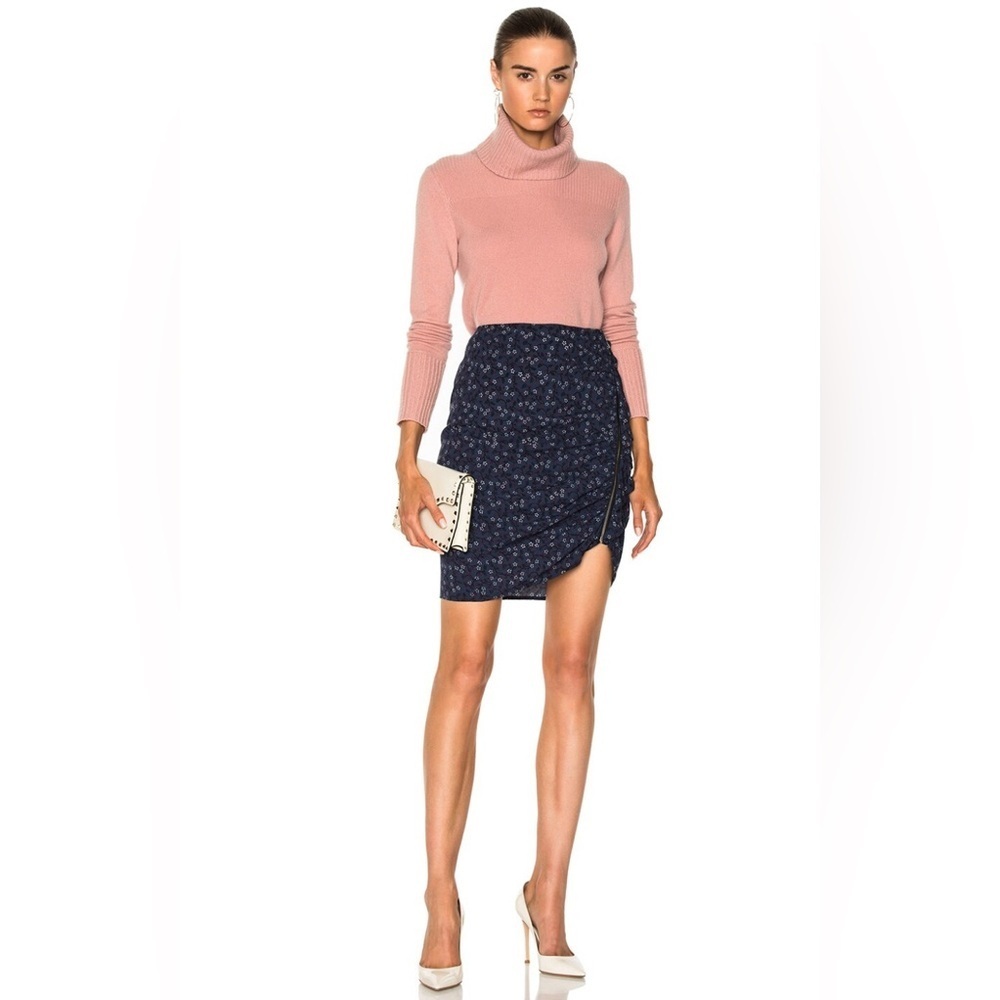 Veronica Beard Spencer Ruched Zipper Skirt In Navy, Size 10